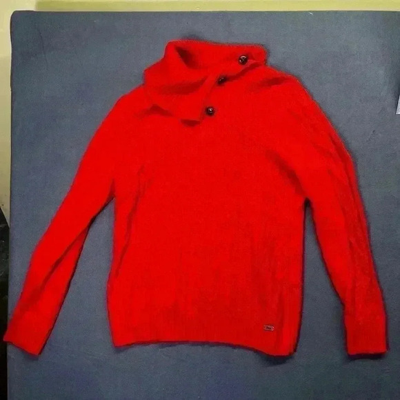 GH Bass Co. NWT Sweater Fall Womens M button cowl neck cute Waffle weave 0793 - Picture 1 of 8